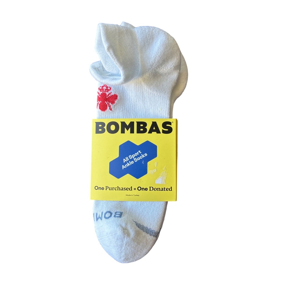 Bombas All Sport Ankle Socks White Large Honeycomb Arch Compression Midweight